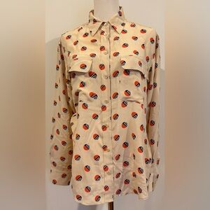 Equipment Beige Shirt with Red and Blue Design